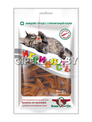 Лакомство GreenQZin для кошек ИГРИВОСТЬ (Бризоль из кальмара) Лакомство GreenQZin для кошек ИГРИВОСТЬ (Бризоль из кальмара)