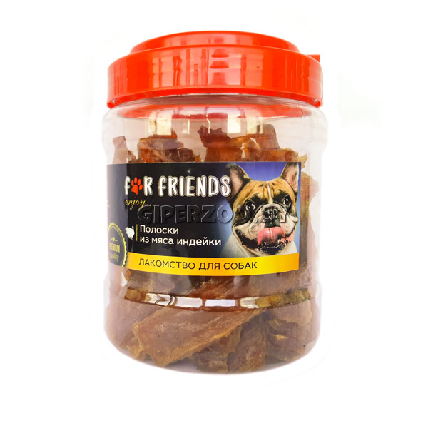 Лакомство для собак For Friends Полоски из мяса индейки, 500 гр Лакомство для собак For Friends Полоски из мяса индейки, 500 гр