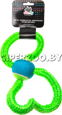 Игрушка для собак COMFY  GUMMY верёвка с тенисным мячиком зелёная Игрушка для собак COMFY  GUMMY верёвка с тенисным мячиком зелёная