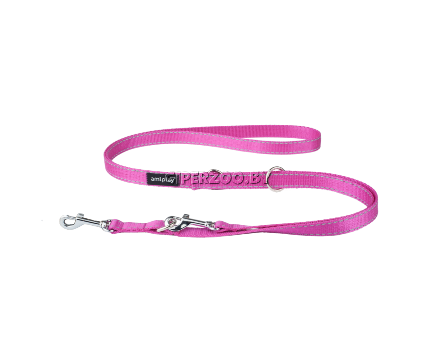 Поводок регулируемый Аmiplay Reflective M Розовый, 100-200 см Поводок регулируемый Аmiplay Reflective M Розовый, 100-200 см
