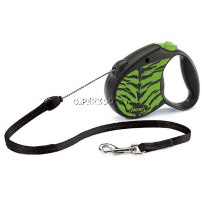 Рулетка Flexi Safari зеленая M, трос 5 м Рулетка Flexi Safari зеленая M, трос 5 м