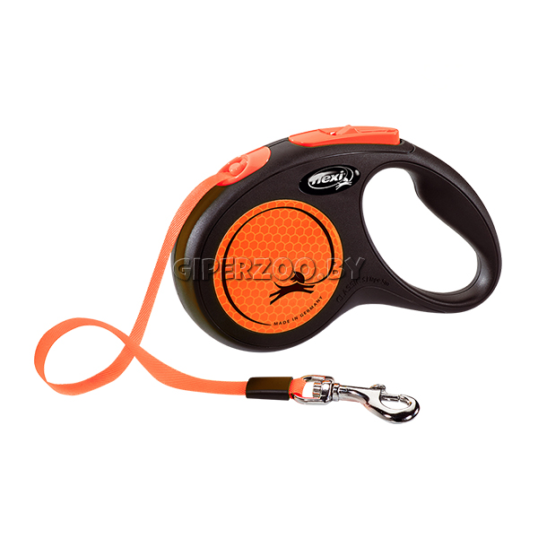 Рулетка Flexi New Classic Neon S оранжевая, лента 5 метров Рулетка Flexi New Classic Neon S оранжевая, лента 5 метров