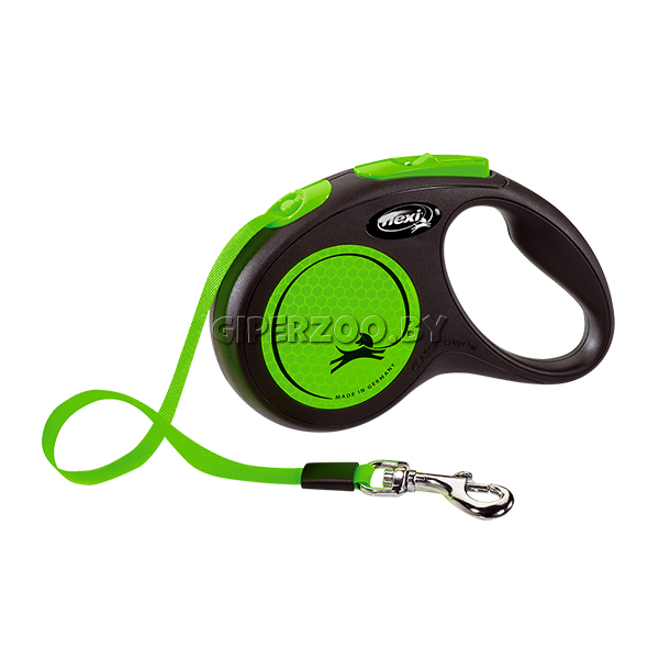 Рулетка Flexi New Classic Neon S зеленая, лента 5 метров Рулетка Flexi New Classic Neon S зеленая, лента 5 метров