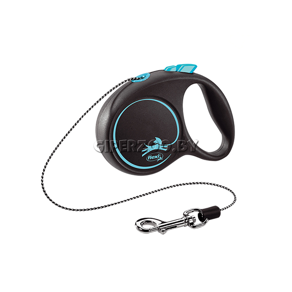 Рулетка Flexi Black Design c голубыми элементами XS, трос 3 м. Рулетка Flexi Black Design c голубыми элементами XS, трос 3 м.