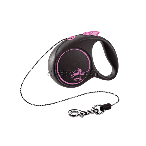 Рулетка Flexi Black Design c розовыми элементами XS, трос 3 м. Рулетка Flexi Black Design c розовыми элементами XS, трос 3 м.