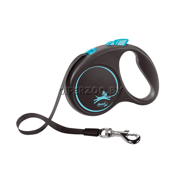 Рулетка Flexi Black Design c голубыми элементами S, лента 5 м. Рулетка Flexi Black Design c голубыми элементами S, лента 5 м.