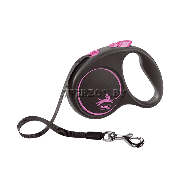 Рулетка Flexi Black Design c розовыми элементами S, лента 5 м. Рулетка Flexi Black Design c розовыми элементами S, лента 5 м.