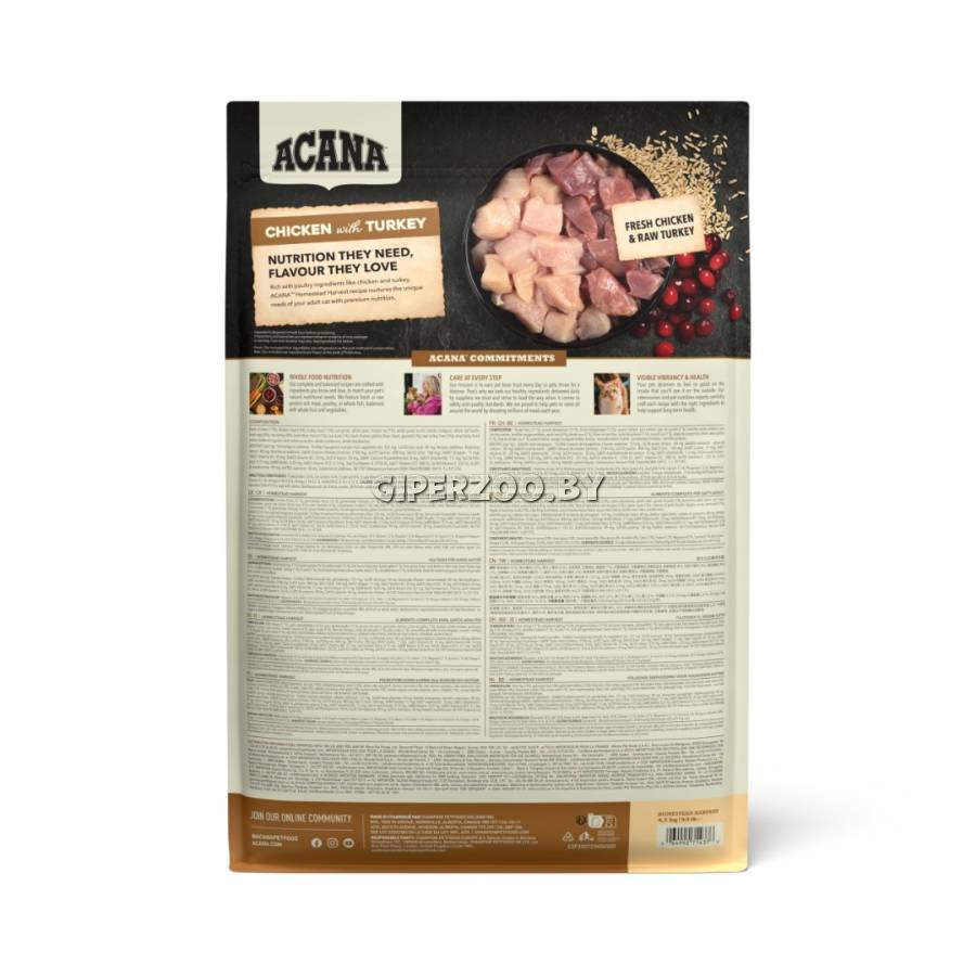 Acana Homestead Harvest Cat (курица, индейка), 1,8 кг Acana Homestead Harvest Cat (курица, индейка), 1,8 кг