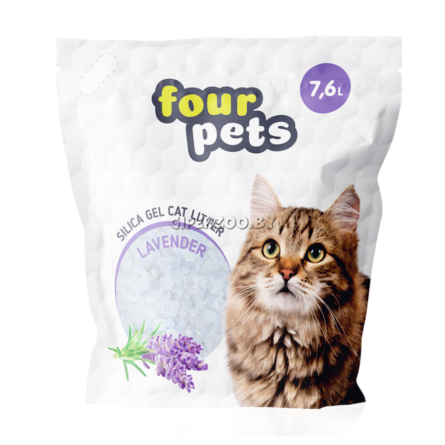 FOUR PETS наполнитель силикагелевый с ароматом лаванды, 7,6 л FOUR PETS наполнитель силикагелевый с ароматом лаванды, 7,6 л