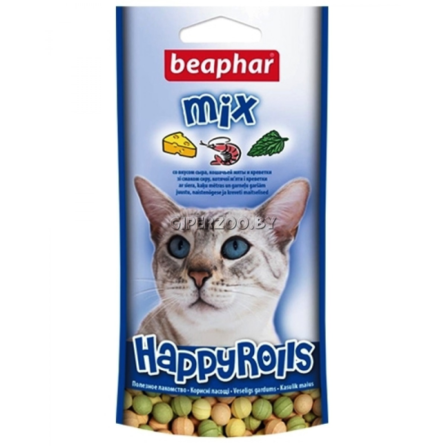 Лакомство Beaphar Happy Rolls Mix (со вкусом креветки,сыр, мята), 80 шт Лакомство Beaphar Happy Rolls Mix (со вкусом креветки,сыр, мята), 80 шт