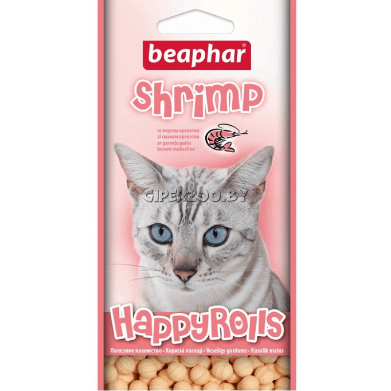 Лакомство Beaphar Happy Rolls Shrimp (со вкусом креветок), 80 шт Лакомство Beaphar Happy Rolls Shrimp (со вкусом креветок), 80 шт