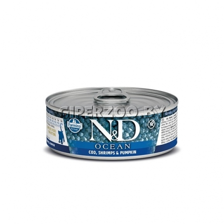 N&D Grain Free Ocean Cat Cod, Shrimp & Pumpkin Kitten (треска, креветки, тыква), 80 гр N&D Grain Free Ocean Cat Cod, Shrimp & Pumpkin Kitten (треска, креветки, тыква), 80 гр