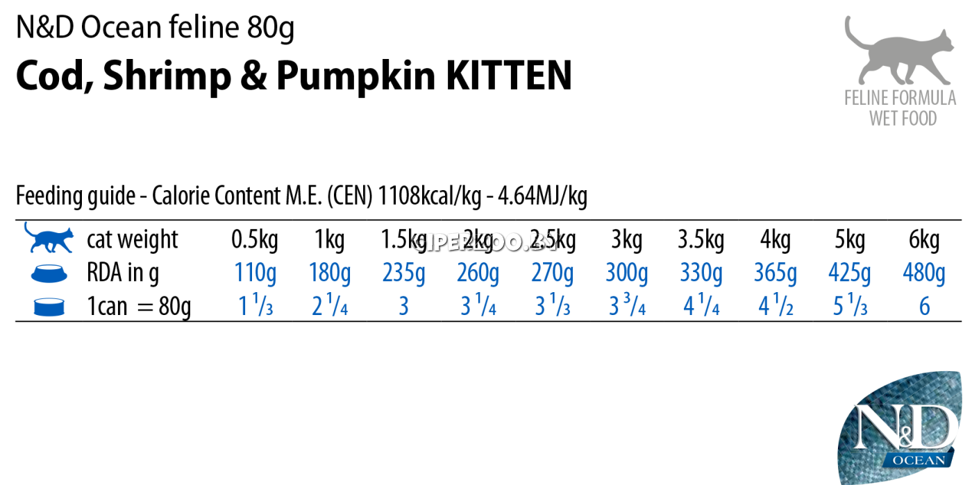 N&D Grain Free Ocean Cat Cod, Shrimp & Pumpkin Kitten (треска, креветки, тыква), 80 гр N&D Grain Free Ocean Cat Cod, Shrimp & Pumpkin Kitten (треска, креветки, тыква), 80 гр
