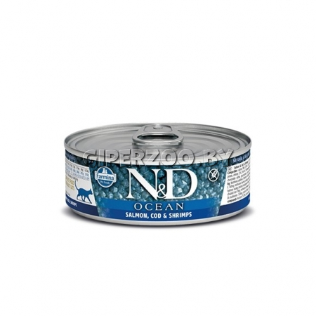 N&D Grain Free Ocean Cat Salmon, Cod & Shrimp (лосось, треска, креветки), 80 гр N&D Grain Free Ocean Cat Salmon, Cod & Shrimp (лосось, треска, креветки), 80 гр