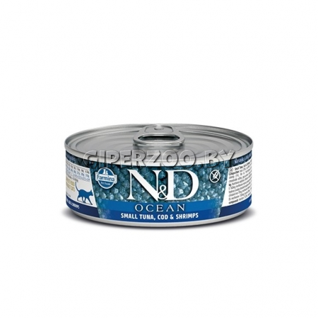 N&D Grain Free Ocean Cat Tuna, Cod & Shrimp (тунец, треска, креветки), 70 гр N&D Grain Free Ocean Cat Tuna, Cod & Shrimp (тунец, треска, креветки), 70 гр