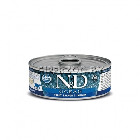 N&D Grain Free Ocean Cat Trout, Salmon & Shrimp (форель, лосось, креветки), 80 гр N&D Grain Free Ocean Cat Trout, Salmon & Shrimp (форель, лосось, креветки), 80 гр