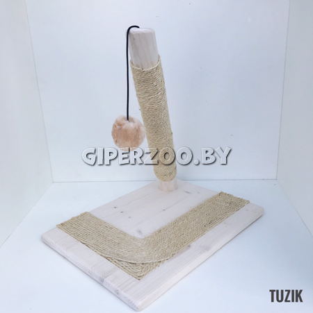 Four Pets Когтеточка деревянная столбик сизаль с мячиком на резинке (белая) Four Pets Когтеточка деревянная столбик сизаль с мячиком на резинке (белая)