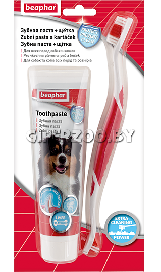 Beaphar Tooth Brush+Paste Паста и щетка для собак и кошек, 100 гр Beaphar Tooth Brush+Paste Паста и щетка для собак и кошек, 100 гр