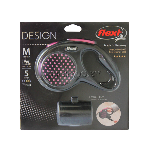 Комплект Рулетка Flexi Design розовая M, трос 5 м + Multi Box Комплект Рулетка Flexi Design розовая M, трос 5 м + Multi Box