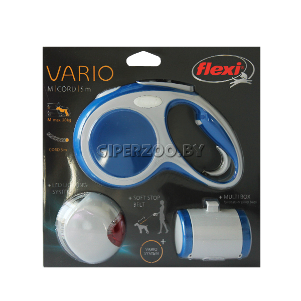 Комплект Рулетка Flexi Vario синяя M, трос 5 м + Фонарик LED + Multi Box Комплект Рулетка Flexi Vario синяя M, трос 5 м + Фонарик LED + Multi Box