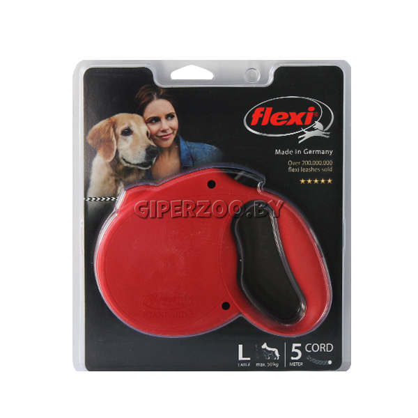 Рулетка Flexi Standard красная L, трос 5 м Рулетка Flexi Standard красная L, трос 5 м