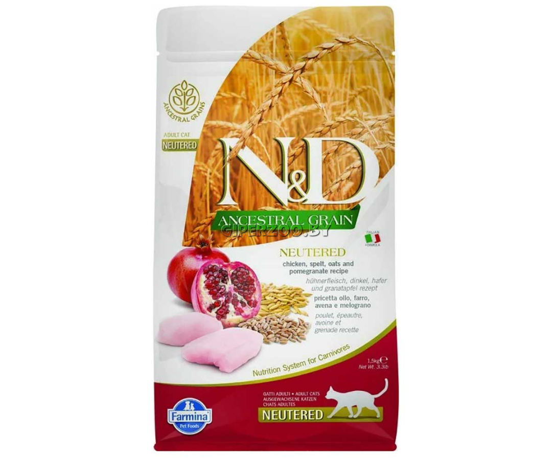 Farmina N&D Low Grain  Neutered Cat (курица,гранат), 10 кг Farmina N&D Low Grain  Neutered Cat (курица,гранат), 10 кг