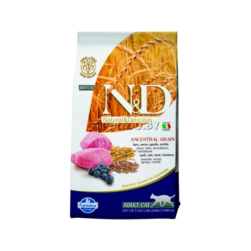 Farmina N&D Low Grain Adult Cat (ягненок, черника), 1,5 кг Farmina N&D Low Grain Adult Cat (ягненок, черника), 1,5 кг