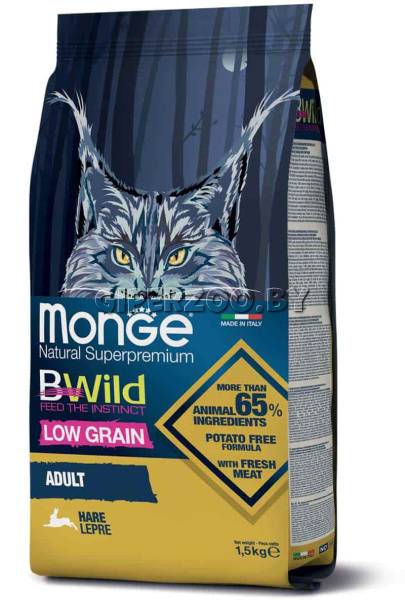 Monge Bwild Low Grain Adult cat (зайчатина), 10 кг Monge Bwild Low Grain Adult cat (зайчатина), 10 кг