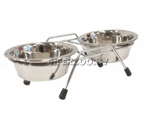 Подставка напольная For Friends с металлическими мисками 2*1,7 л Подставка напольная For Friends с металлическими мисками 2*1,7 л