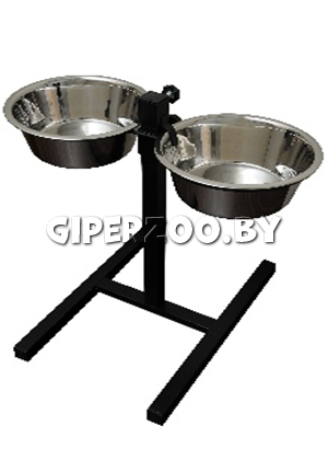 Подставка напольная For Friends с металлическими мисками 2*1,7 л Подставка напольная For Friends с металлическими мисками 2*1,7 л