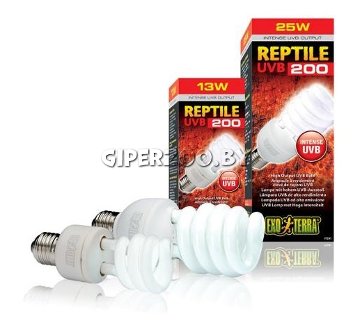 Exo Terra Reptile UVB200 Compact Лампа для пустынных террариумов, 25 Вт Exo Terra Reptile UVB200 Compact Лампа для пустынных террариумов, 25 Вт