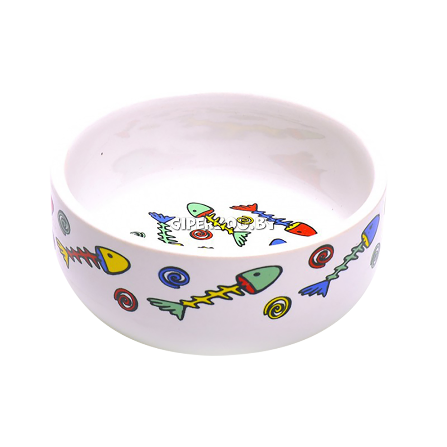 Beeztees Миска фарфоровая с изображением рыб, 0,3 л Beeztees Миска фарфоровая с изображением рыб, 0,3 л