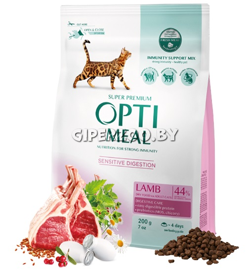 Optimeal для кошек с чувствительным пищеварением (ягненок), 10 кг Optimeal для кошек с чувствительным пищеварением (ягненок), 10 кг