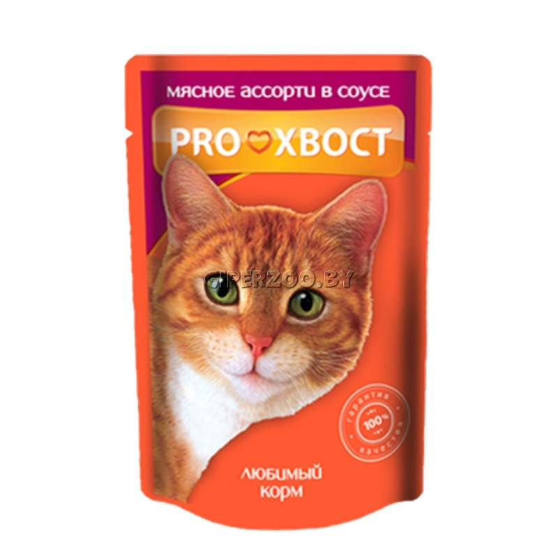 PROхвост для кошек мясное ассорти (соус), 85 гр PROхвост для кошек мясное ассорти (соус), 85 гр