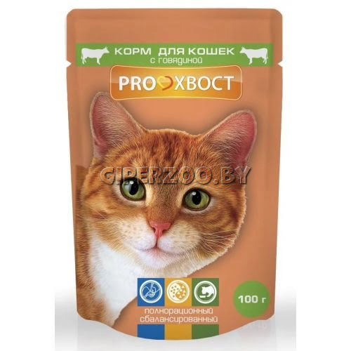 PROхвост для кошек с говядиной (соус), 85 гр PROхвост для кошек с говядиной (соус), 85 гр