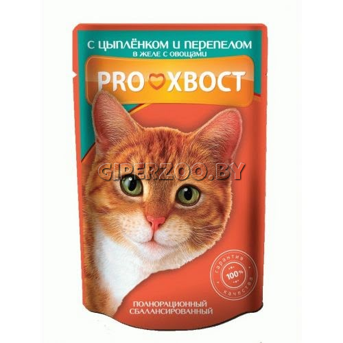 PROхвост для кошек с цыпленком и перепелкой (желе), 85 гр PROхвост для кошек с цыпленком и перепелкой (желе), 85 гр