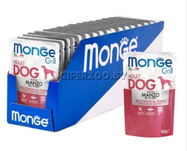 Monge Dog Grill Adult Beef (желе, говядина), 100 гр*6 шт Monge Dog Grill Adult Beef (желе, говядина), 100 гр*6 шт