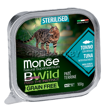 Monge Cat BWild Sterilised (паштет, тунец с овощами), 100 гр*8 шт Monge Cat BWild Sterilised (паштет, тунец с овощами), 100 гр*8 шт