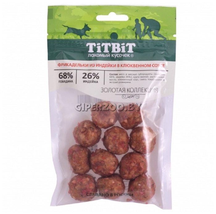 Фрикадельки из индейки в клюквенном соусе для собак Золотая коллекция, 70 г Фрикадельки из индейки в клюквенном соусе для собак Золотая коллекция, 70 г