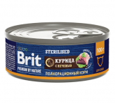 Brit Premium by Nature консервы для стерилизованных кошек (курица и печень), 100г