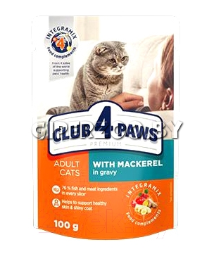 Club 4 Paws для кошек с маркелью (соус), 100 гр Club 4 Paws для кошек с маркелью (соус), 100 гр