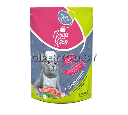 Пища котов заливное с перепелкой, 85гр*26 шт Пища котов заливное с перепелкой, 85гр*26 шт