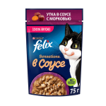Felix Sensations для кошек (Утка с морковью в соусе), 75 гр