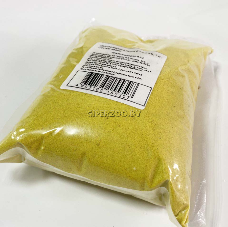 Песок для аквариума светло-желтый 0,1 - 0,3 мм, 1кг Песок для аквариума светло-желтый 0,1 - 0,3 мм, 1кг