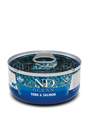 Farmina N&D Grain Free Ocean Cat Tuna, Salmon (тунец, лосось), 70 гр Farmina N&D Grain Free Ocean Cat Tuna, Salmon (тунец, лосось), 70 гр
