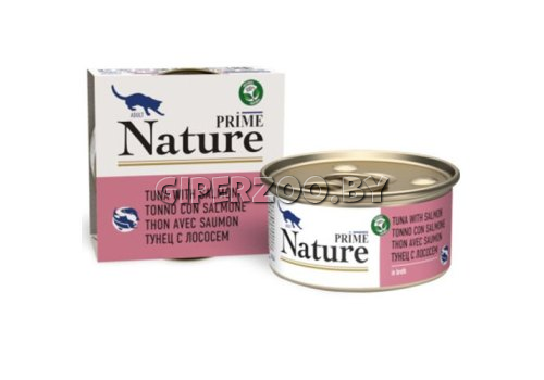 PRIME NATURE для кошек в бульоне (тунец и лосось), 85 гр PRIME NATURE для кошек в бульоне (тунец и лосось), 85 гр