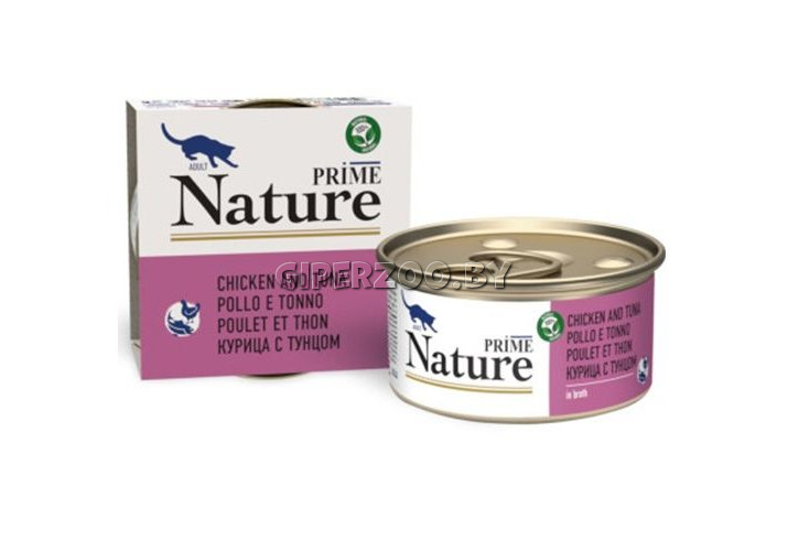 PRIME NATURE для кошек в бульоне (курица и тунец),85 гр PRIME NATURE для кошек в бульоне (курица и тунец),85 гр
