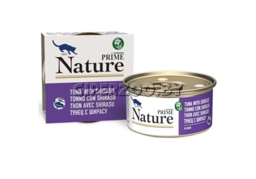 PRIME NATURE для кошек в бульоне (тунец и ширасу), 85 гр PRIME NATURE для кошек в бульоне (тунец и ширасу), 85 гр