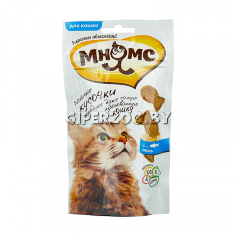 Мнямс лакомые кусочки для кошек в форме рыбок со вкусом лосося, 35 гр Мнямс лакомые кусочки для кошек в форме рыбок со вкусом лосося, 35 гр