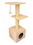 Cat House Когтеточка Домик с 2-я полками бежевый (сизаль), 100 см